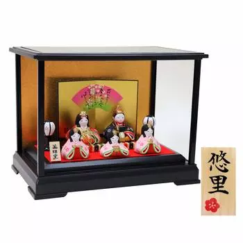 Osaka Choseido Hina Dolls in a Glass Compact Mini Case Hina Doll Name Free Wooden Tag Included Hana Miyabi Hina Case, Decoration, Engraving, (Sent