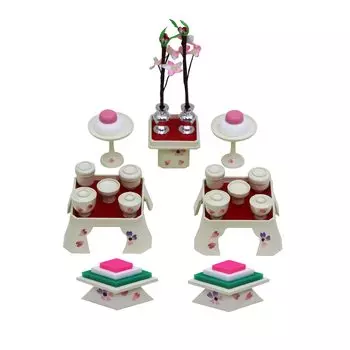 Osaka Choseido Hina Dolls Mini Name Free Wooden Tag Включая Hina Complete Ivory Props, Компактные, Куклы, Гравированные, (Отправлено отдельно), Куклы, смола,