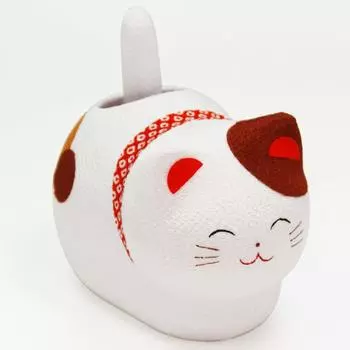 Osaka Choseido Lucky Swaying Calico Sitting Good Luck поставляется с оригинальным деревянным украшением-биркой, Кот, Солнечный, Кот, Кот, Креп, Товары,
