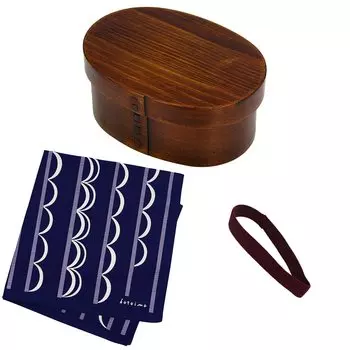 Osaka Choseido Magewappa Bento 1 бонусный обед темно-синего цвета Furoshiki включен в комплект. Коробка, овальная, маленькая, ярусная, 450 куб. см, лента, включена в комплект.