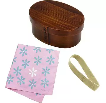 Osaka Choseido Magewappa Bento 1 с обедом Pink Furoshiki Включенная коробка, овальная, большая, ярусы, разделители, 600 куб. см, полоса, бонус,