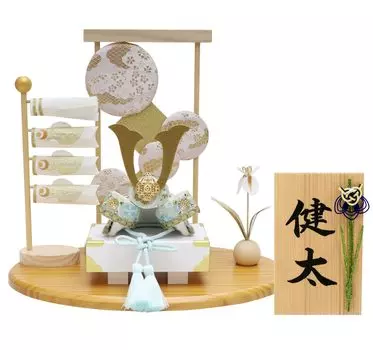 Osaka Choseido May Doll Компактный карповый стример Мини-крепированный деревянный жетон с гравировкой имени Бонусный набор украшений для шлема цвета белого индиго (Отправлено отдельно)