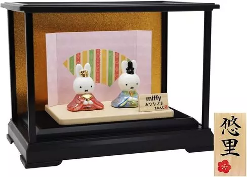 Osaka Choseido Miffy Hina Doll Компактная мини-кукла Hina с гравировкой имени, деревянная бирка, бонусная керамическая мини-кукла Miffy Hina из стекла (Отправлено отдельно) (Средний, кейс)