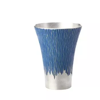 Osaka Naniwa Tinware Traditional Craft Fuji Tumbler Pair Mt. (Medium) Blue/Vermilion