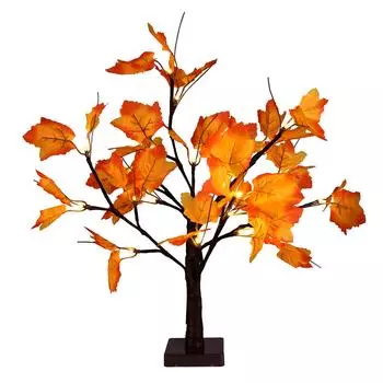 OSALADI 24 головки искусственного осеннего клена с подсветкой, управляемое настольное осеннее дерево для украшения домашнего праздника (Теплый Ви XXL