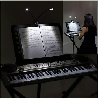 OsAtNb 8 светодиодный пюпитр для музыки Двойной зажим для чтения книг Аккумулятор Черный стол USB Яркость 3 стола Легко на 360 Естественный свет, голова, свет, свет, свет,