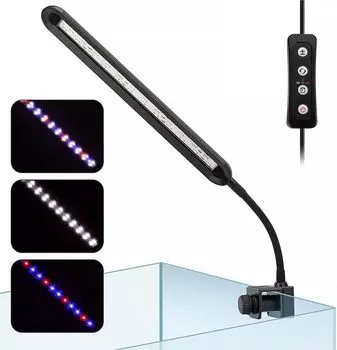 OsAtNb Аквариумный светильник для выращивания тропических рыб и водных растений с таймером и памятью 3 цвета света 5 уровней яркости Белый Красный Синий