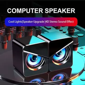 Ощущение погружения в звук — проводная компьютерная колонка с двумя динамиками, источником питания USB и светодиодной подсветкой для настольных компьютеров и ноутбуков standard чёрный