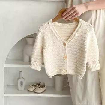 Осень 0-3 лет детские вязаные свитера для маленьких девочек вязаное пальто для новорожденных 100% хлопок однотонный кардиган bafanou 83364 66cm(3-6M) бежевый