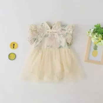 Осень 2022 года, юбка-комбинезон в китайском стиле для девочек-малышей Hanfu 90 cm жёлтый/зелёный