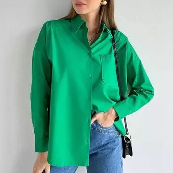 Осень 2022, женская рубашка с длинным рукавом, белые хлопковые блузки для женщин, модные свободные базовые топы, зеленая блузка на пуговицах, Blusas 23618 S хаки