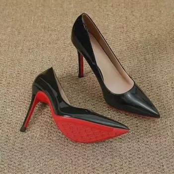 «Осень 2023 г. Черные лакированные туфли-шпильки с заостренным кончиком для профессионалов» 37