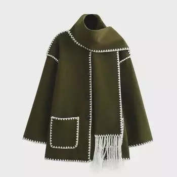 Осень 2023 г. Французский шарф с длинными рукавами и плетеной тканью