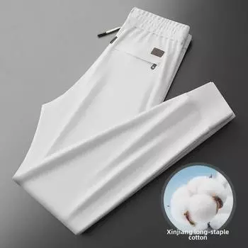 Осень 2023 г. Мужские свободные прямые спортивные брюки высокого класса из чистого хлопка Синьцзян XXL чёрный