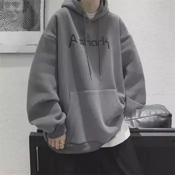 Осень 2023 года унисекс модная свободная толстовка с капюшоном – универсальный топ с длинными рукавами для мужчин и женщин M