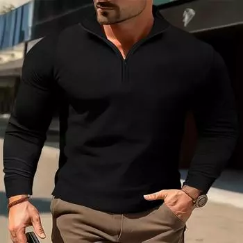 Осень 2023, мужская модная рубашка поло с карманом на молнии, мужская спортивная рубашка поло с длинными рукавами, мужская свободная верхняя куртка S белый