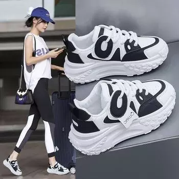 Осень 2023, новая обувь для папы, женские универсальные кроссовки на платформе в корейском стиле, женские повседневные кроссовки для уличной стрельбы 35