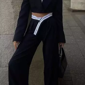 Осень 2023, однотонные повседневные свободные брюки, модные женские брюки, офисные брюки, уличные рабочие брюки, брюки для бега, 28163 S чёрный