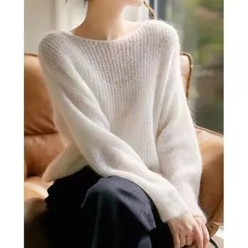 Осень 2024 Базовая женская одежда Однотонные свитера OL Женский свитер с длинным рукавом Вязаный пуловер с V-образным вырезом Модный женский свитер One Size