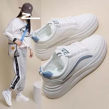 Осень 2024 г. Женские белые туфли небольшого размера, новый стиль, студенческие туфли на толстой подошве, женская повседневная вулканизированная обувь 35