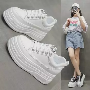 Осень 2024 г. Женские кроссовки на толстой подошве со стразами и шнуровкой на платформе — визуально увеличивают рост и на каждый день. 40 чёрный