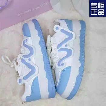 Осень 2024 года, маленькие белые туфли на толстой подошве, женская весенне-осенняя универсальная повседневная оригинальная обувь, американский трендовый дизайн, обувь для доски 35 флуоресцентный зеленый