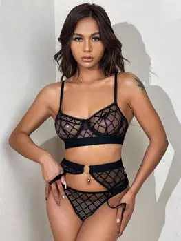 Осень 2024 года, новая одежда INS, сексуальное нижнее белье, сборка перспективной сетчатой пряжи и сексуальный уплотнитель на талии S