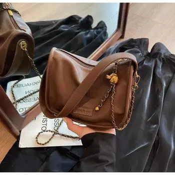 Осень 2024 года, новая повседневная сумка большой вместимости, женская популярная универсальная сумка через плечо с цепочкой чёрный