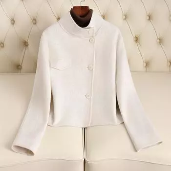 Осень 2024 года новое двухстороннее шерстяное пальто короткое маленькое ароматное белое шерстяное пальто высокого класса для женщин M100-120