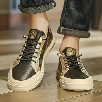 Осень 2024 года, новые мужские кожаные легкие роскошные туфли для серфинга, для молодых студентов, белые туфли, нишевая мужская обувь для спорта 39 бежевый