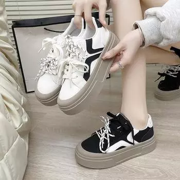 Осень 2024 года новые низкие повседневные кроссовки для сноубординга тренд уличная стрельба универсальные студенческие спортивные белые туфли 35 чёрный