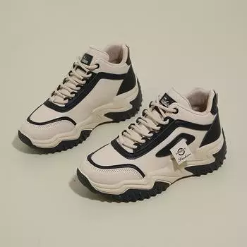 Осень 2024 года, новые высокие туфли для детей и студентов в корейской версии универсальных толстой подошвы, увеличивающих рост, для спорта и отдыха с папами. 35