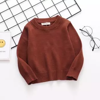 Осень 2024 года, повседневная одежда для мальчиков и девочек, трикотаж, майка, свитер с длинным рукавом и круглым вырезом, пуловеры для детей, хлопок, 2-7 лет, топы, одежда для младенцев 90cm белый