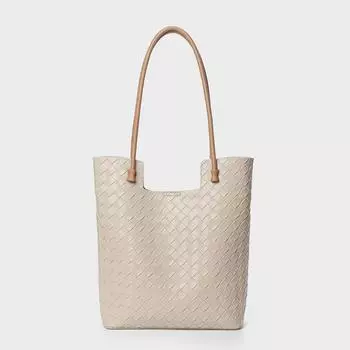 Осень 2024 года. Сумка из натуральной кожи. Первый слой плетеной коровьей кожи. Женские сумки-тоут. Великолепные сумки через плечо для шопинга и поездок на работу. бежевый