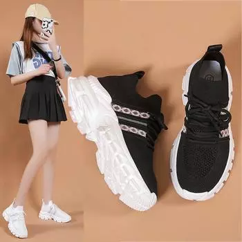 Осень 2025 года, новые легкие и универсальные кроссовки с толстой подошвой, дышащие, для отдыха и спорта, для бега 35 белый