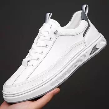 Осень 2025 года, новые мужские повседневные кожаные туфли, мужская мода, корейская версия модных кроссовок из натуральной кожи, белые туфли в стиле ретро 2062 38 белый