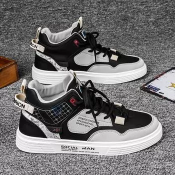 Осень 2025 года, новые высокие мужские туфли, корейская версия модных кроссовок, теплые, утолщенные и белые туфли, спортивная и повседневная обувь 39 хаки