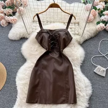 Осень горячая девушка ниша дизайн кружева ретро темперамент талии тонкое платье на подтяжках