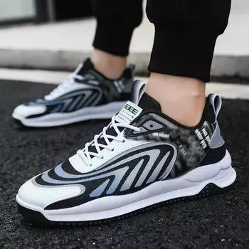 Осень Hombre Zapatos 2024 мода толстая подошва дышащий тренд студенческие туфли беговые мужские повседневные туфли корейские роскошные кроссовки 39 чёрный