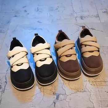 Осень и зима 2022, новая корейская повседневная обувь на толстой подошве со шнуровкой «бисквит», модная обувь на шнуровке 35 чёрный