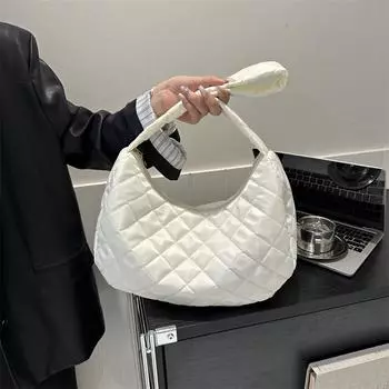 Осень и зима 2024 года, новая сумка через плечо для женщин, облачные складочки, повседневная, большая вместительная хлопковая сумка-мессенджер для поездок на работу серый