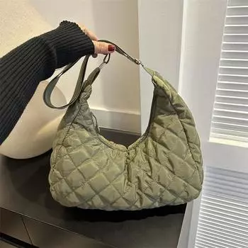 Осень и зима 2024 года, новая сумка через плечо для женщин, облачные складочки, повседневная, большая вместительная хлопковая сумка-мессенджер для поездок на работу белый