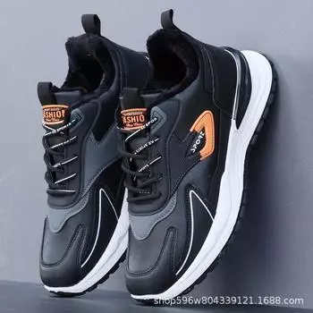 Осень и зима 2024 года, новые кожаные водонепроницаемые спортивные туфли, повседневная обувь в корейском стиле, универсальные нескользящие и дезодорирующие кроссовки для бега из хлопка 38