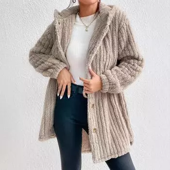 Осень и зима 2025 года, новый кардиган с капюшоном, куртка длиной до талии S хаки