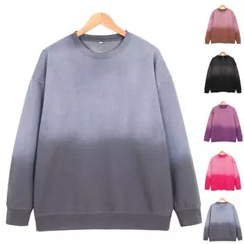 Осень и зима 370 г плотная стираная шерсть свободная толстовка с капюшоном батик сделать старую толстовка L чёрный