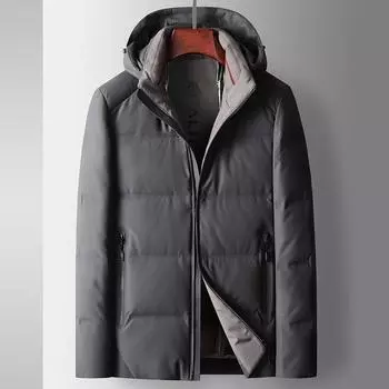 Осень и зима 90 Белая гусиная пуховая термоусадочная шапка для людей среднего возраста и молодежи Деловая утепленная куртка для отдыха 170 серый