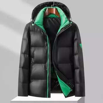 Осень и зима 90 Белый утиный пух теплая съемная шапка хлеб одежда молодежная повседневная холодная куртка-пуховик 170 чёрный