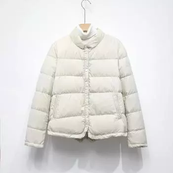 Осень и зима 90-х годов белый утиный пух однотонный воротник-стойка женская пуховая куртка на пуговицах белый утиный пуховый хлеб куртка модная M бежевый