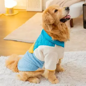 Осень и зима большая собака сочетание цветов два фута золотистая кайма пастушья большая собака теплая хлопковая одежда зимняя бархатная одежда для домашней собаки 5XL (recommended weight 50-30 kg)