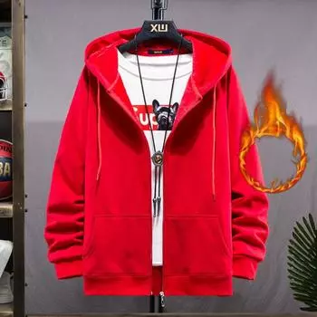 Осень и зима Большие размеры Мужской утолщенный и подбитый короткий свитер с капюшоном Свободная куртка Повседневный удобный кардиган Верхняя одежда 6XL